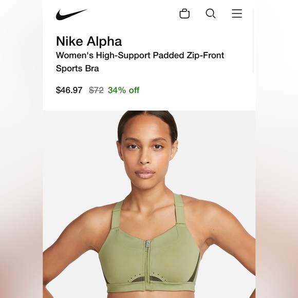 Nike Alpha
Women's High-Support Padded Zip-Front Sports Bra - Picture 4 of 5